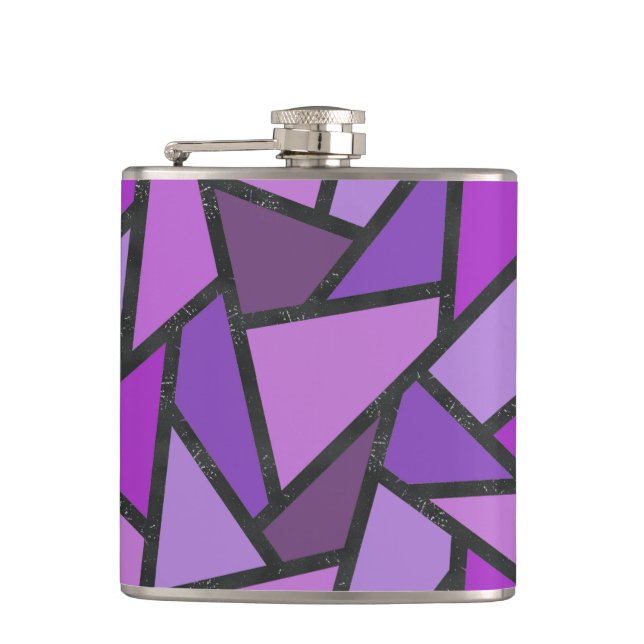 Shades of purple stained glass pattern flask (Front)