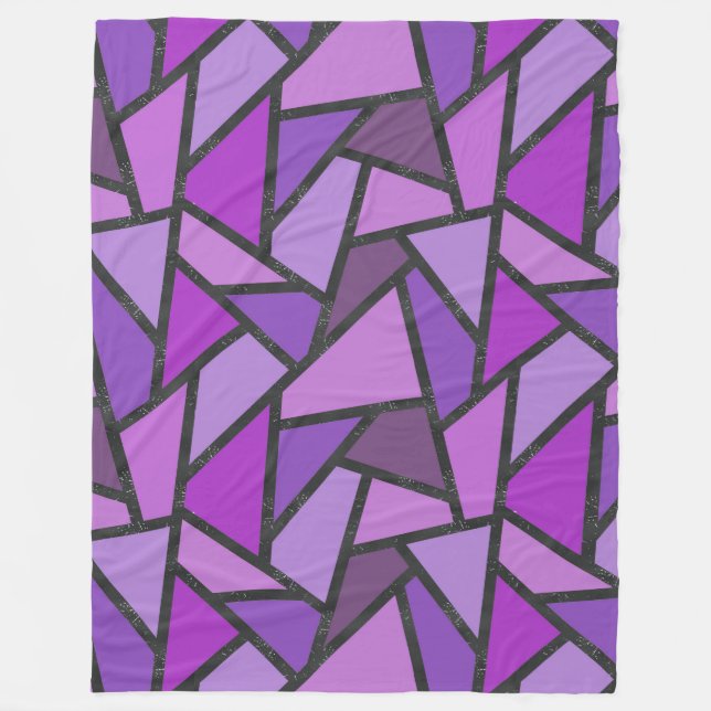 Shades of purple stained glass pattern fleece blanket (Front)