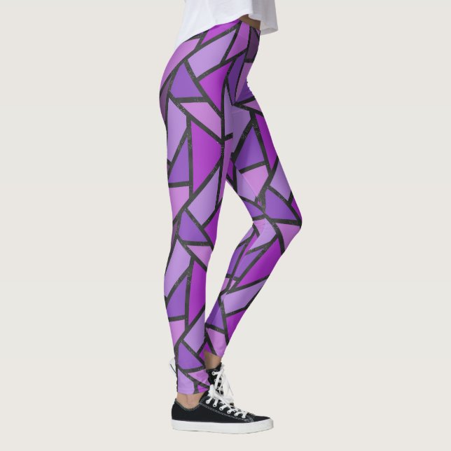 Shades of purple stained glass pattern leggings (Right)
