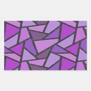 Shades of purple stained glass pattern rectangular sticker