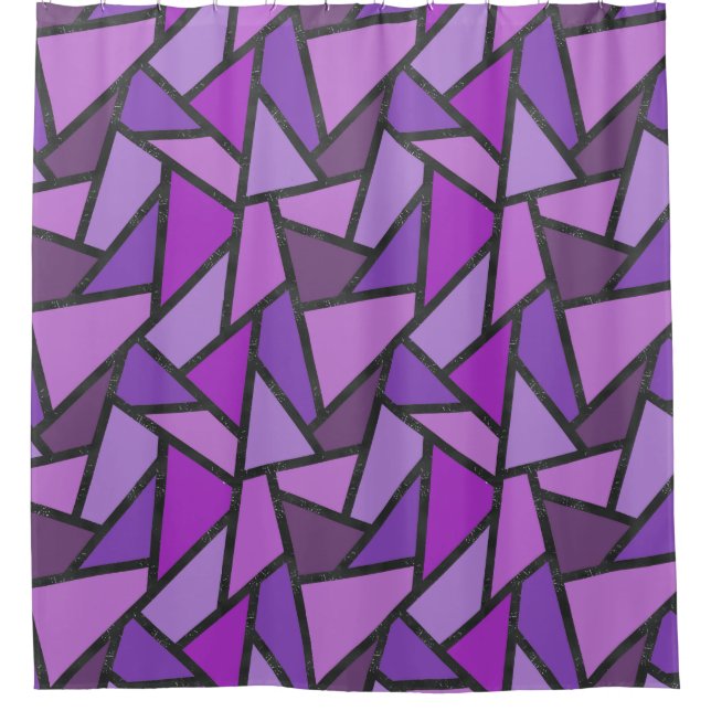 Shades of purple stained glass pattern shower curtain (Front)
