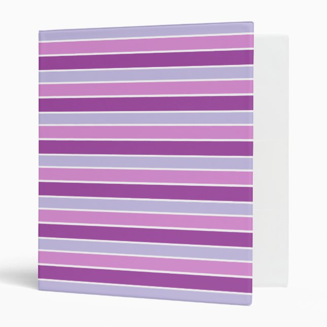Shades of Purple Striped 3 Ring Binder (Front/Inside)