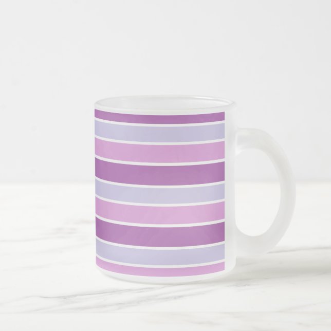 Shades of Purple Striped Frosted Glass Coffee Mug (Right)