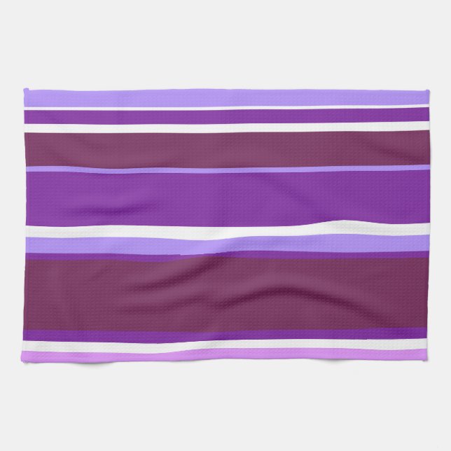Shades of purple stripes kitchen towel (Horizontal)