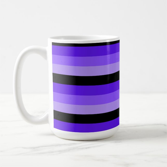 Shades of Purple Stripes With Black  Coffee Mug (Left)