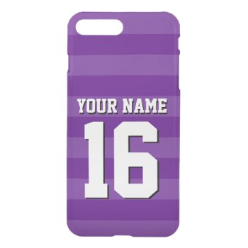 Shades Of Purple Team Jersey Preppy Stripe Iphone 8 Plus/7 Plus Case by FantabulousCases at Zazzle