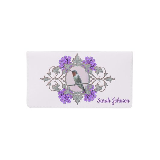 Shades of Purple with Hummingbird Checkbook Cover (Front)