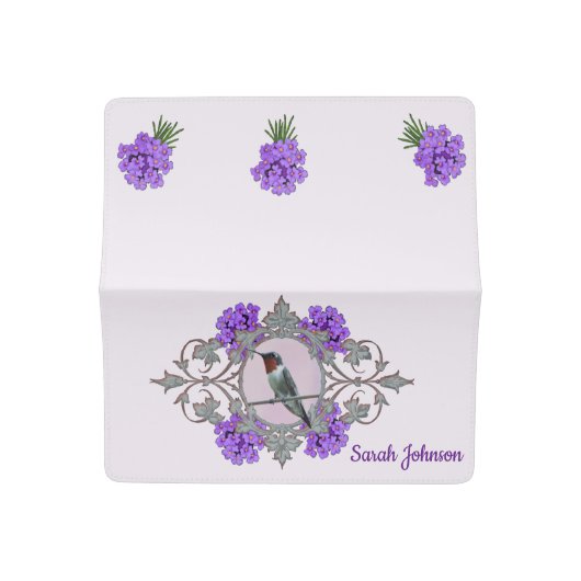 Shades of Purple with Hummingbird Checkbook Cover (Open)