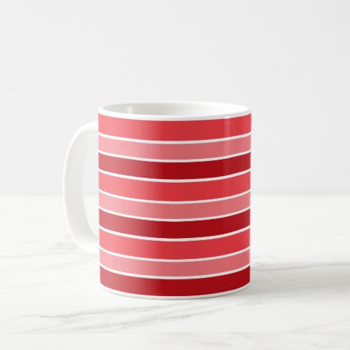 Shades of Red and White Striped Coffee Mug