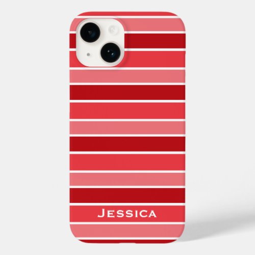 Shades of Red and White Striped Personalised Case_Mate iPhone 14 Case