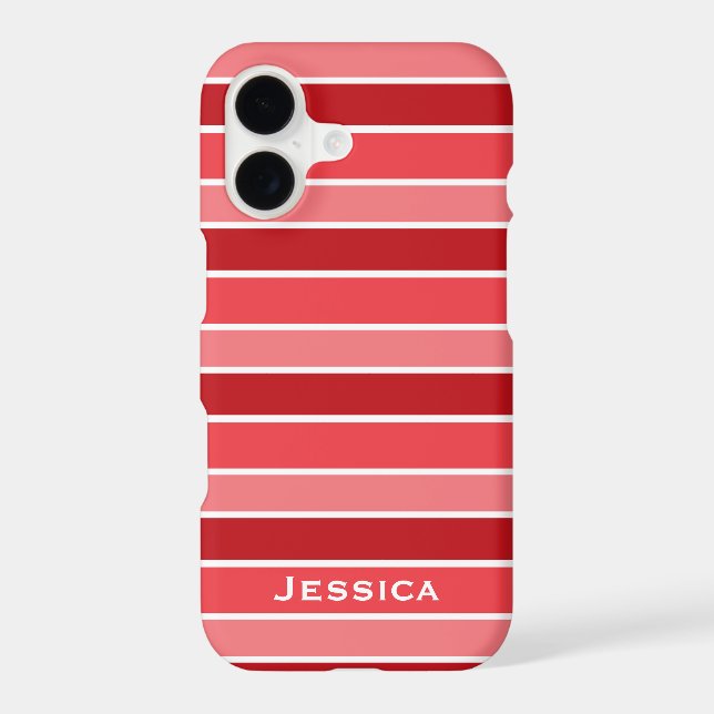 Shades of Red and White Striped Personalised Case-Mate iPhone Case (Back)