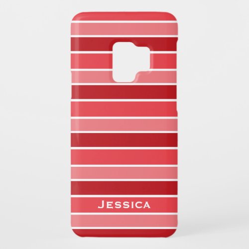 Shades of Red and White Striped Personalised Case_Mate Samsung Galaxy S9 Case