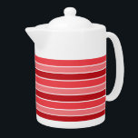 Shades of Red and White Striped Teapot<br><div class="desc">Shades of red stripes separated by white stripes.</div>