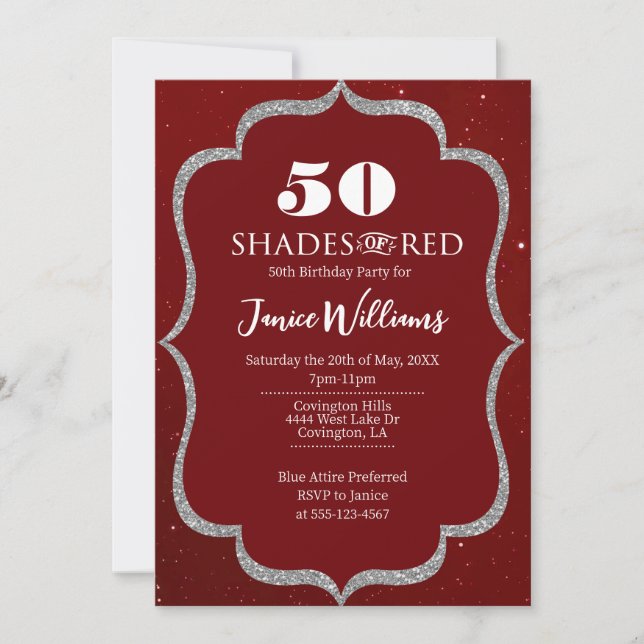 Shades of Red Birthday Invitation (Front)