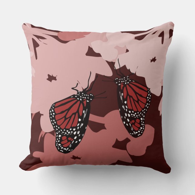 Shades Of Red Butterfly Pair - Throw Pillow (Front)