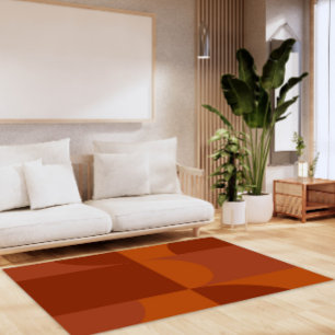 Shades of Red Orange Geometric Shapes Design Rug