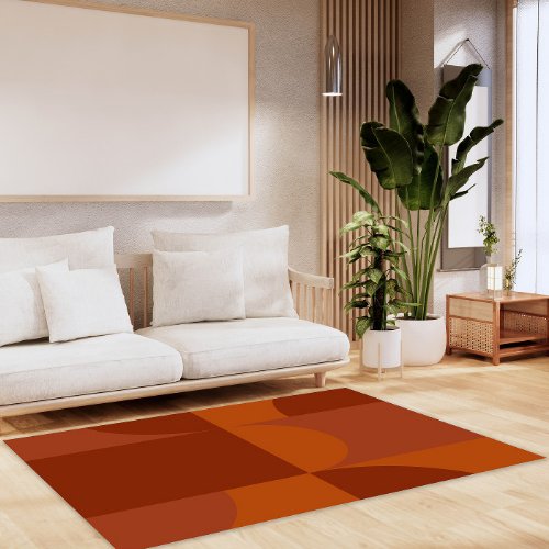 Shades of Red Orange Geometric Shapes Design Rug