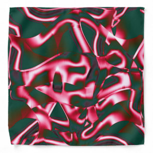Shades of red pink on abstract tapes up dark cyan bandana