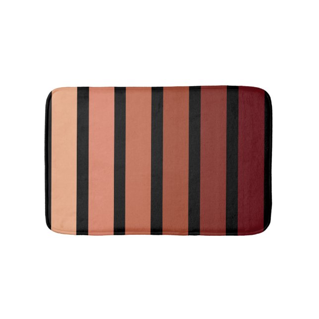 Shades Of Red Stripes On Black  Bath Mat (Front)