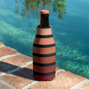 Shades Of Red Stripes On Black Bottle Cooler