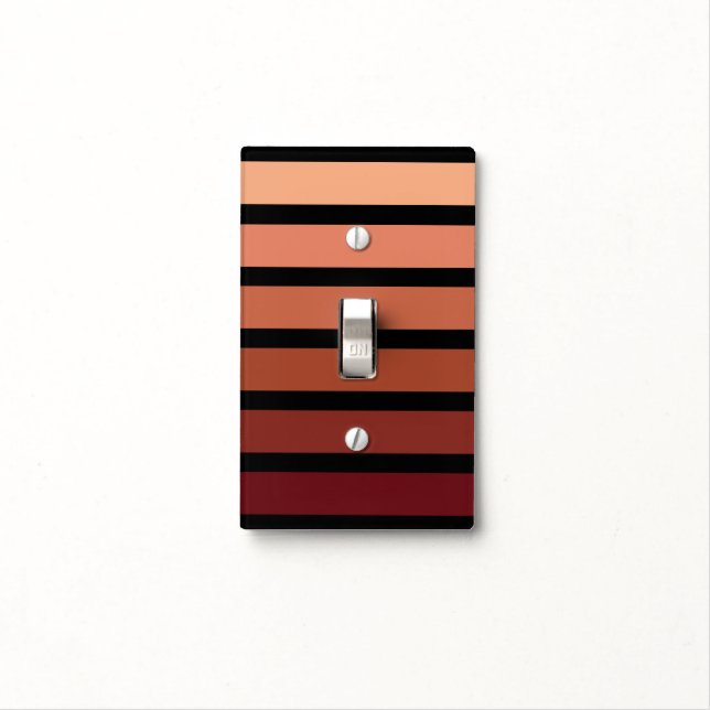 Shades Of Red Stripes On Black  Light Switch Cover (In Situ)