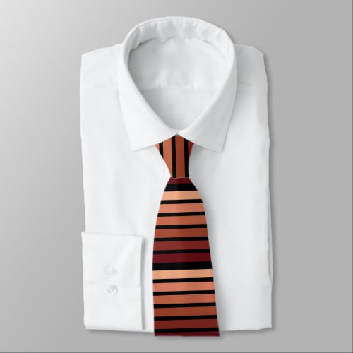 Shades Of Red Stripes On Black  Neck Tie