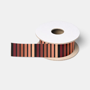 Shades Of Red Stripes On Black Satin Ribbon