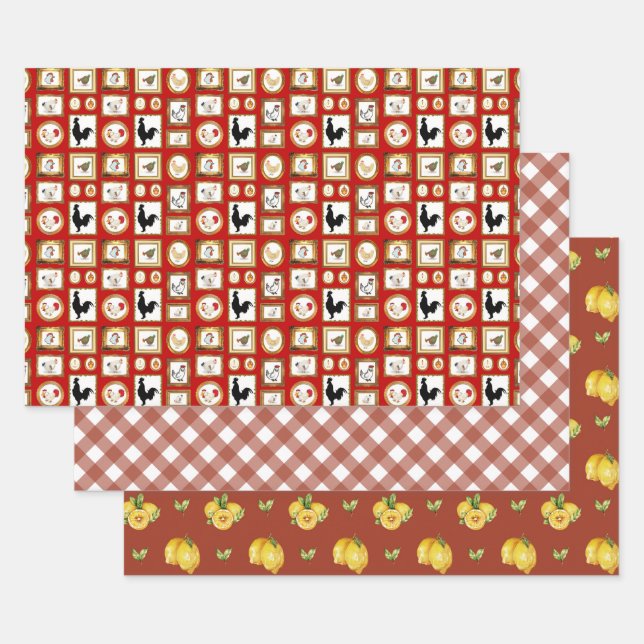 SHADES OF RED WRAPPING PAPER SHEETS (Set)