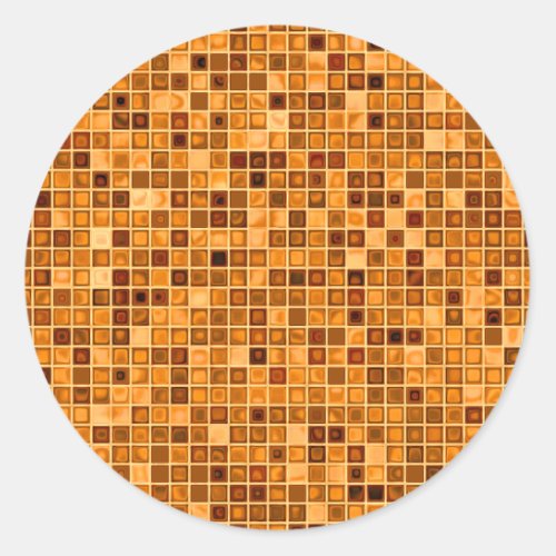 Shades Of Rust Orange Watery Mosaic Tile Pattern Classic Round Sticker