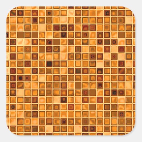 Shades Of Rust Orange Watery Mosaic Tile Pattern Square Sticker
