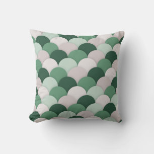 Shades of Sage Green Scallop Pattern Throw Pillow