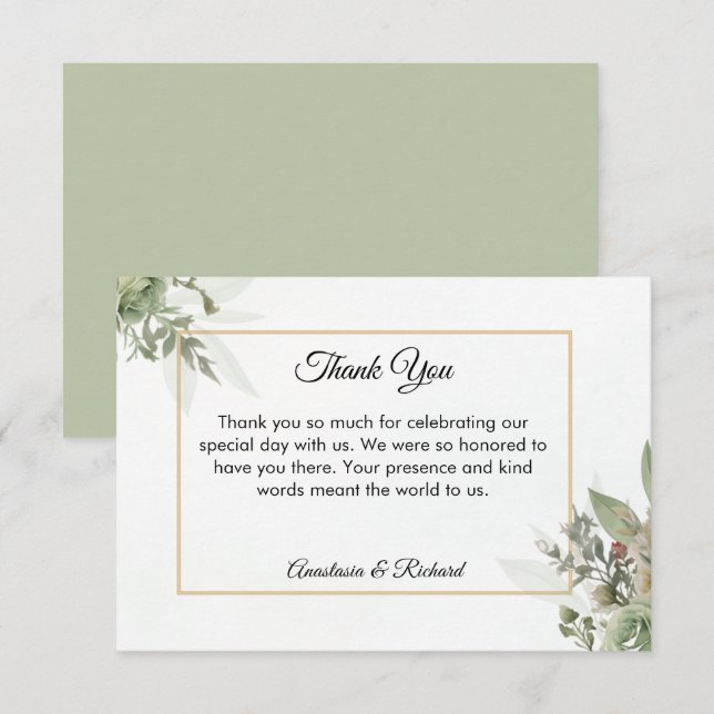 Shades of Sage Wedding Thank You Card (Front/Back)
