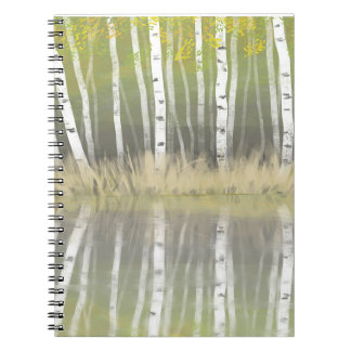 "Shades Of Silver" Silver Birch Reflections modern Notebook