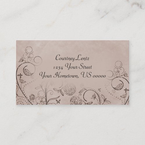 Shades of Tan Distressed Floral Business Card