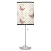 SHADES OF TAN HEARTS WITH SLEEPING BEARS ON MOON TABLE LAMP (Left)