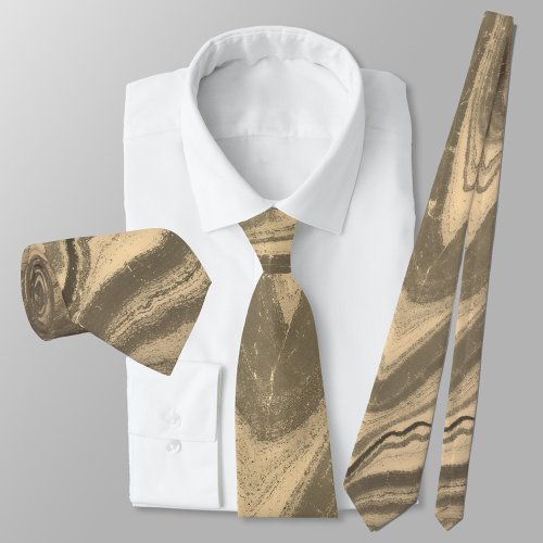 Shades of Taupe Brown and Beige Stone Abstract Neck Tie
