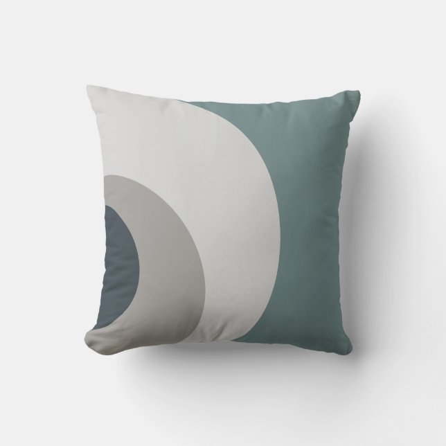 Shades of Teal and Gray Throw Pillow (Front)