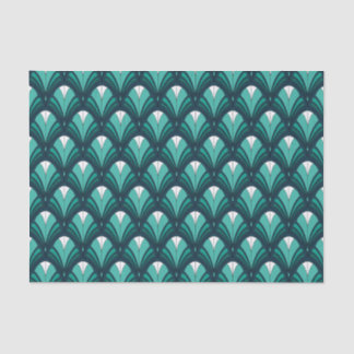 SHADES OF TEAL ART DECO PATTERNS TISSUE PAPER