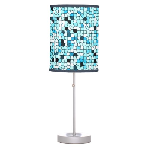 Shades of Teal Blue Stylish Mosaic Patterned Table Lamp