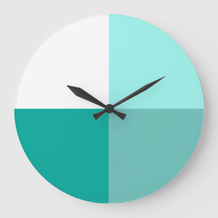 Shades of Teal Modern Art Color-block Wall Clock