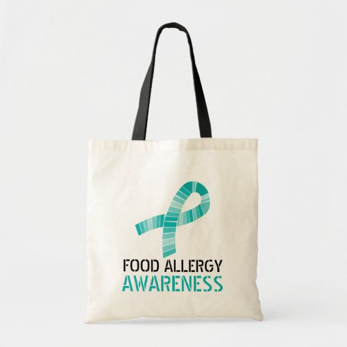 Shades of Teal Ribbon Food Allergy Awareness Tote Bag