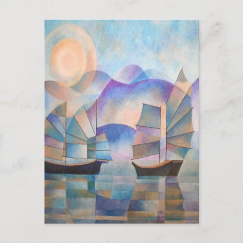 Shades of Tranquility Oriental Junks Postcard