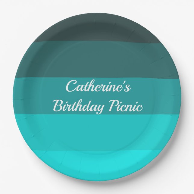 Shades of Turquoise Paper Plates (Front)