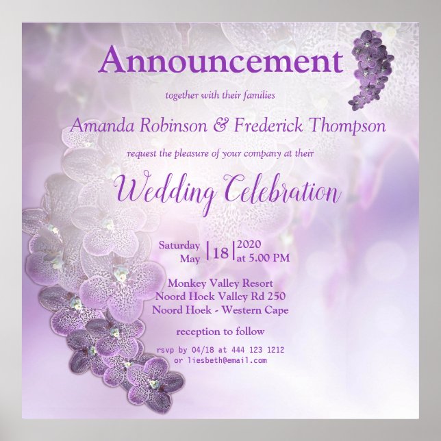 Shades of Violet Purple Orchids Poster (Front)