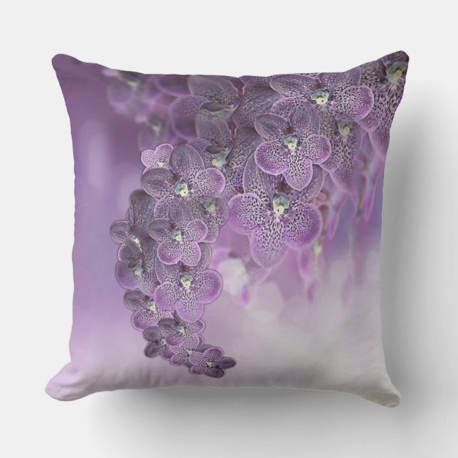 Shades of Violet Purple Orchids Throw Pillow (Front)