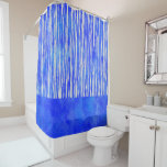 Shades of White and Blue Striped Pattern Shower Curtain