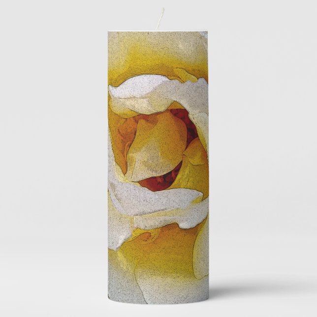 shades of white to yellow pillar candle (Front)