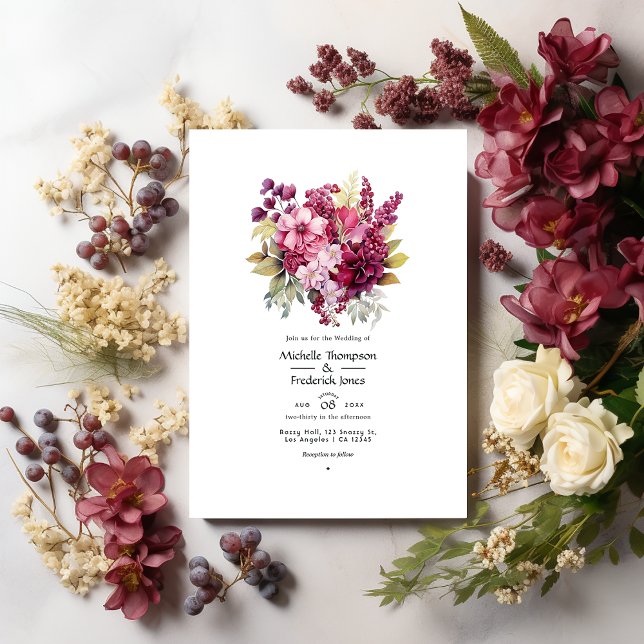 Shades of Wine Floral Wedding Invitation (Creator Uploaded)