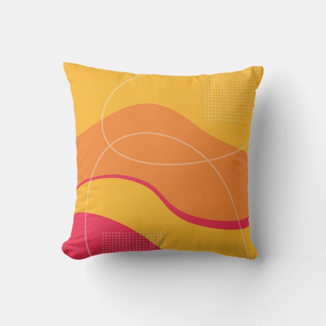 Shades of Yellow and Pink Abstract Art Design Throw Pillow (Front)