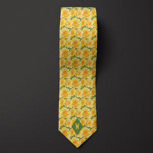 Shades of Yellow Cubism Roses Neck Tie